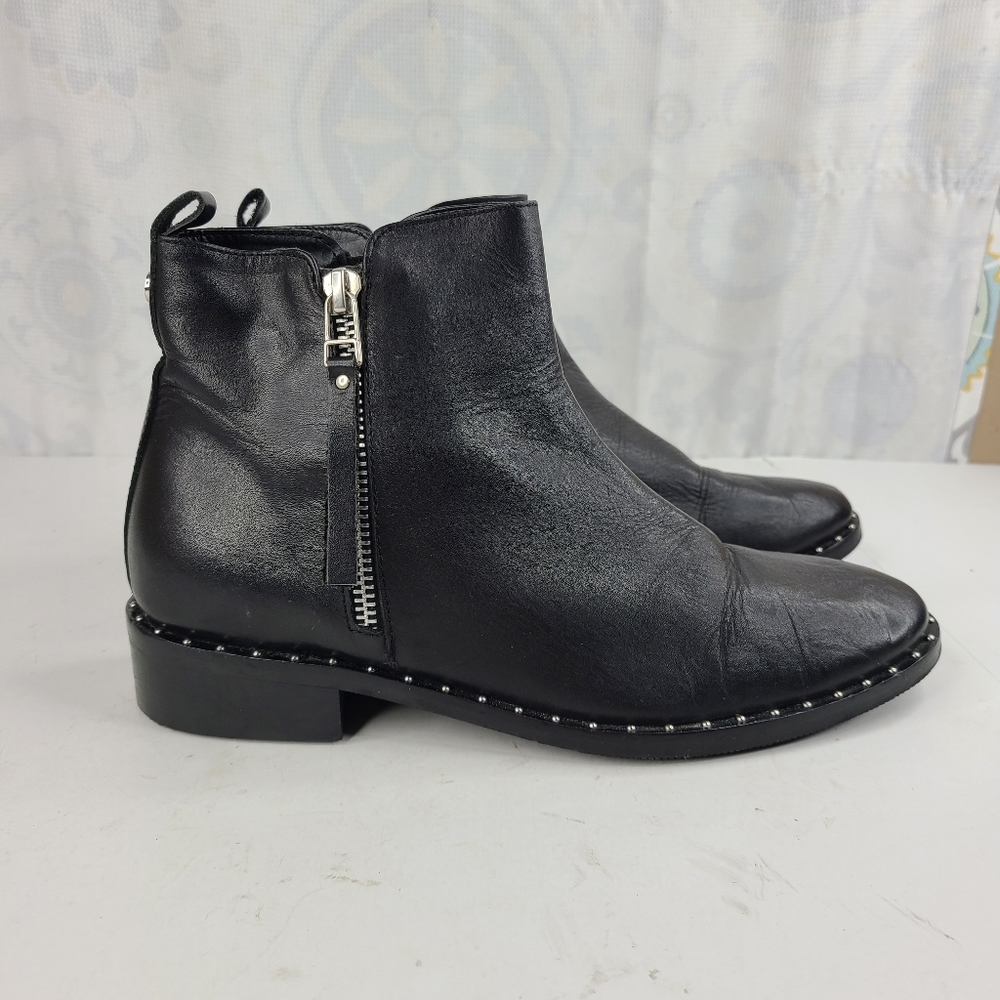 Catherine Malandrino black leather ankle boots with studded details size 8
